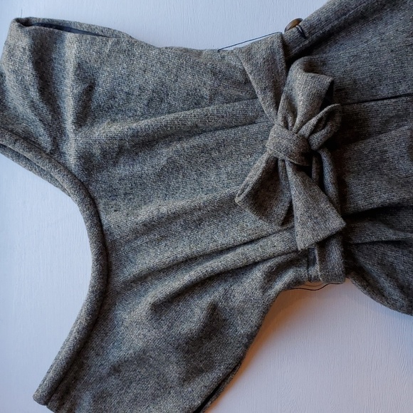 BCBGeneration Green Brown Wool Blend Tweed Button Bow Dress L - Picture 1 of 8